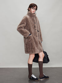 Stand Collar Thick Fur Long Jacket_BDHL6924