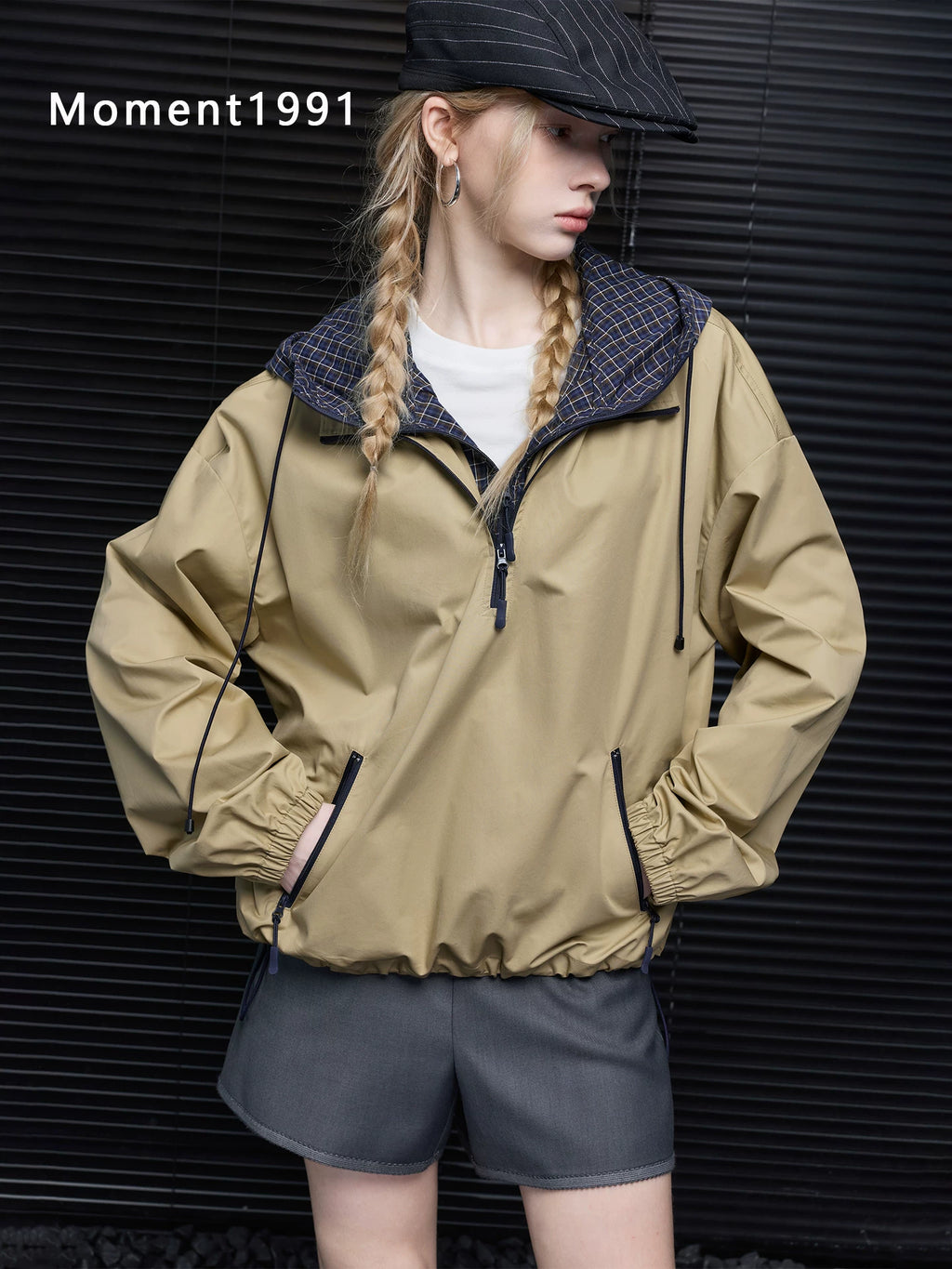 Layered Hood Check Panel Jacket_BDHL8415