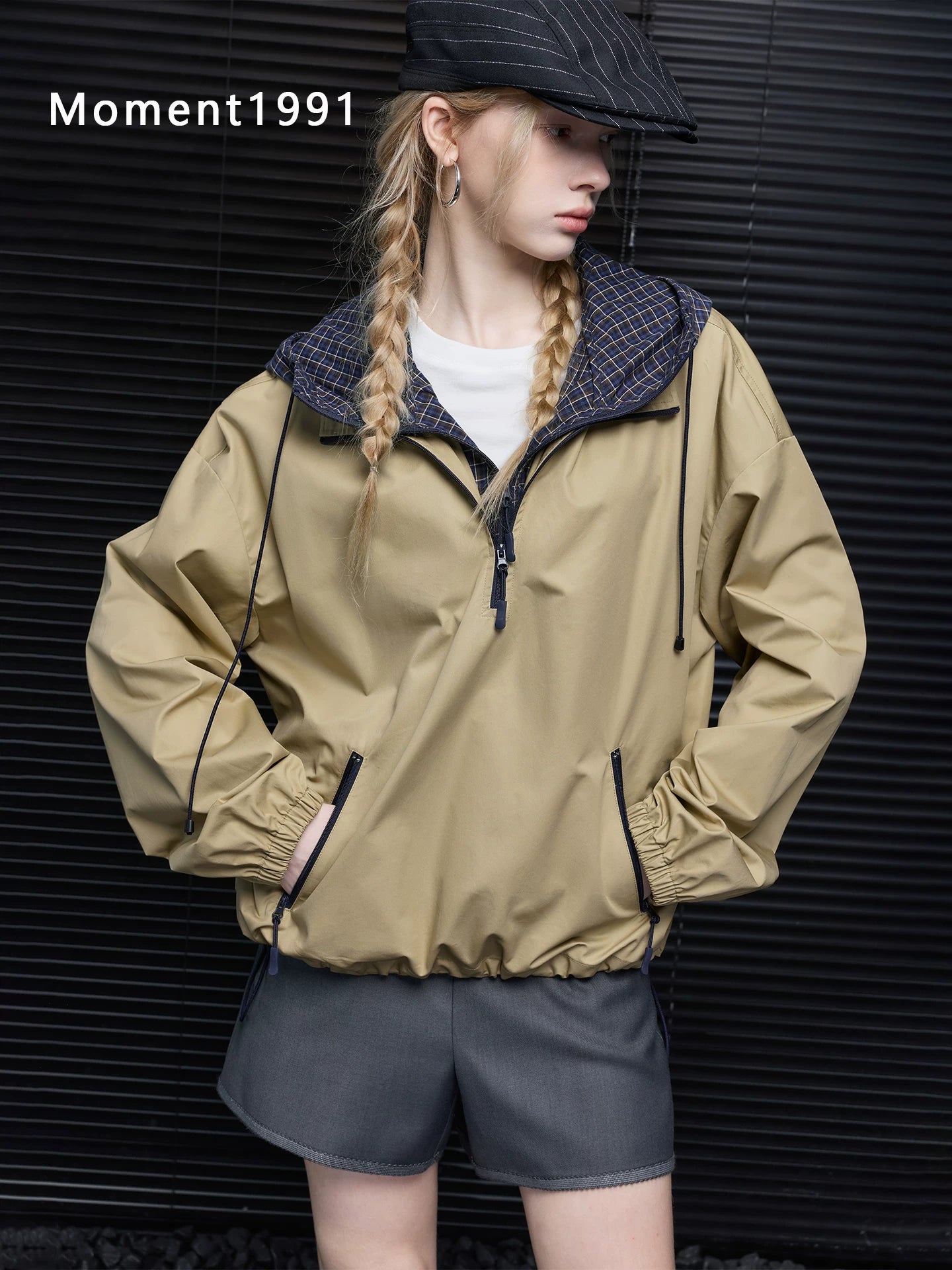 Layered Hood Check Panel Jacket_BDHL8415