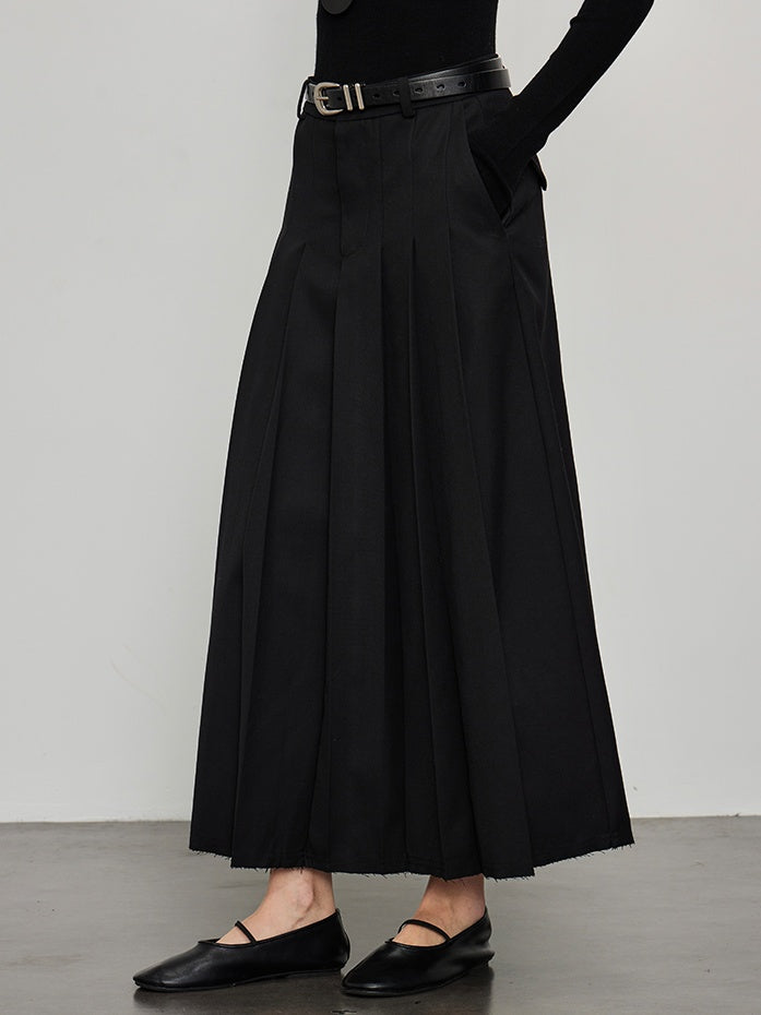 Pressed Pleated Long Skirt_BDHL6444