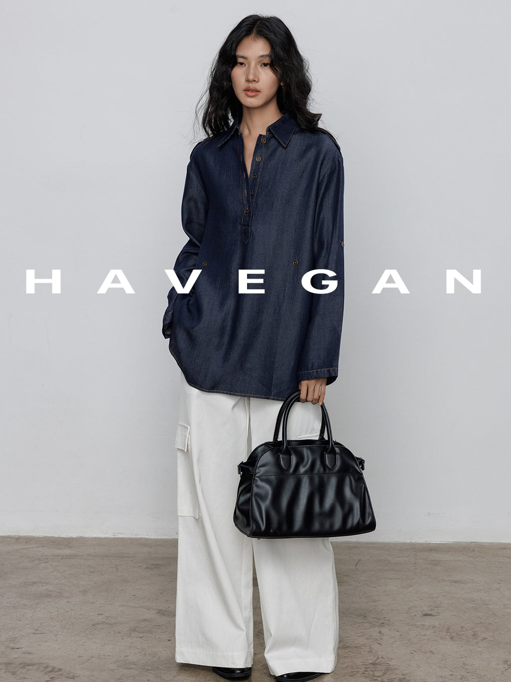 Denim Long-Sleeved Denim Shirt_BDHL7710