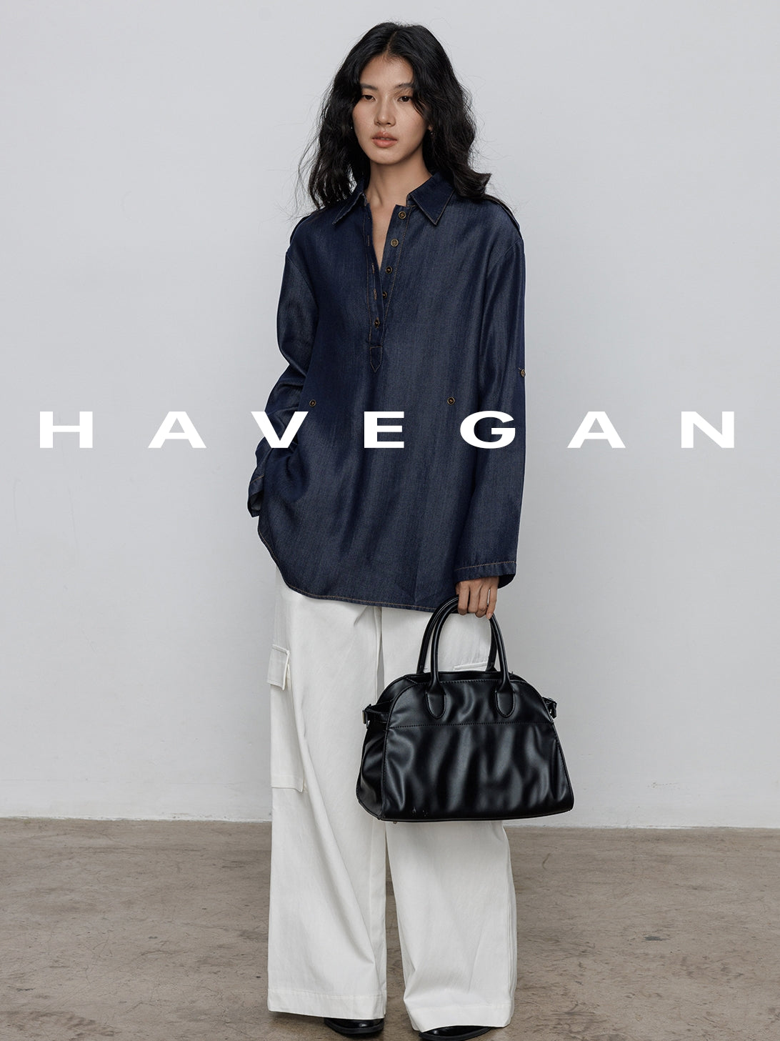 Denim Long-Sleeved Denim Shirt_BDHL7710