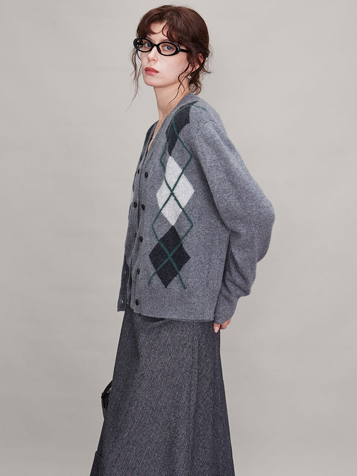 Argyle Knitted Vest Or Cardigan_BDHL6630