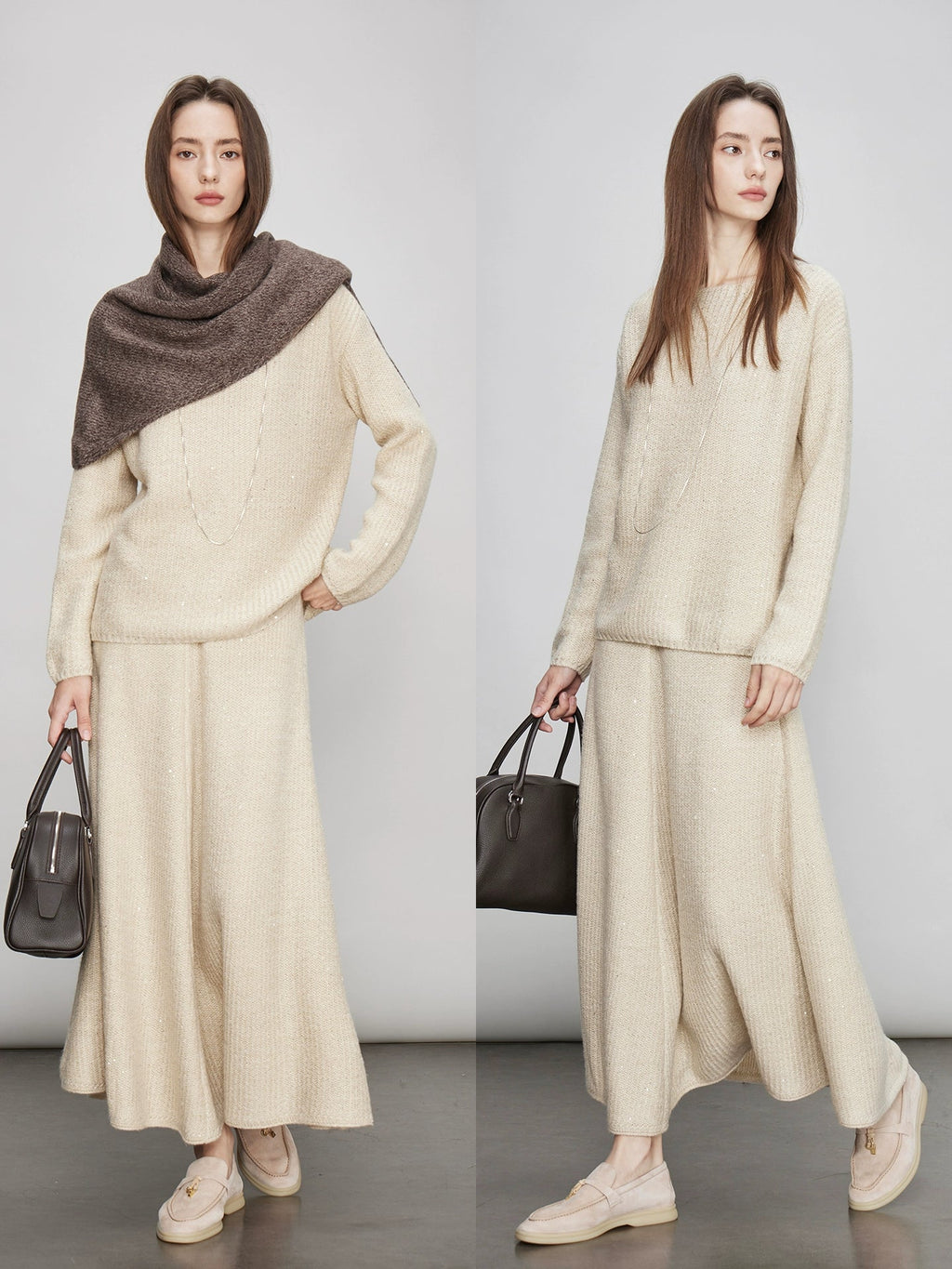 Round-Neck Knit Top Or A-Line Knit Skirt_BDHL7993