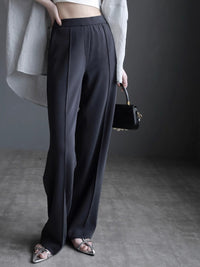 High-waisted slim draped Pants_BDHL7419