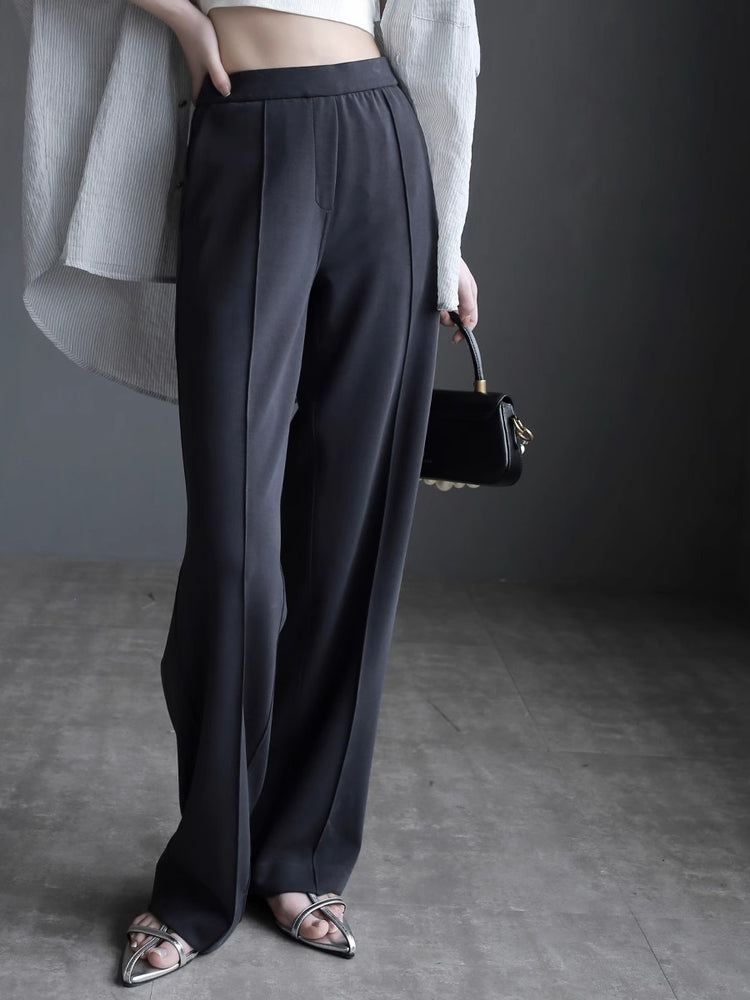 High-waisted slim draped Pants_BDHL7419