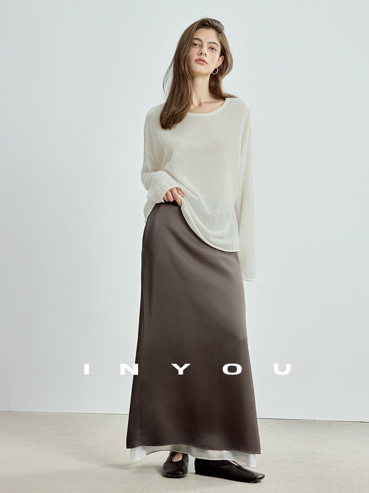 Double-Layer Back Slit Skirt_BDHL7718