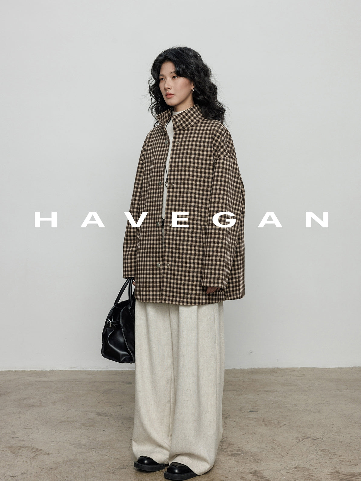 立領格紋上衣_BDHL7961