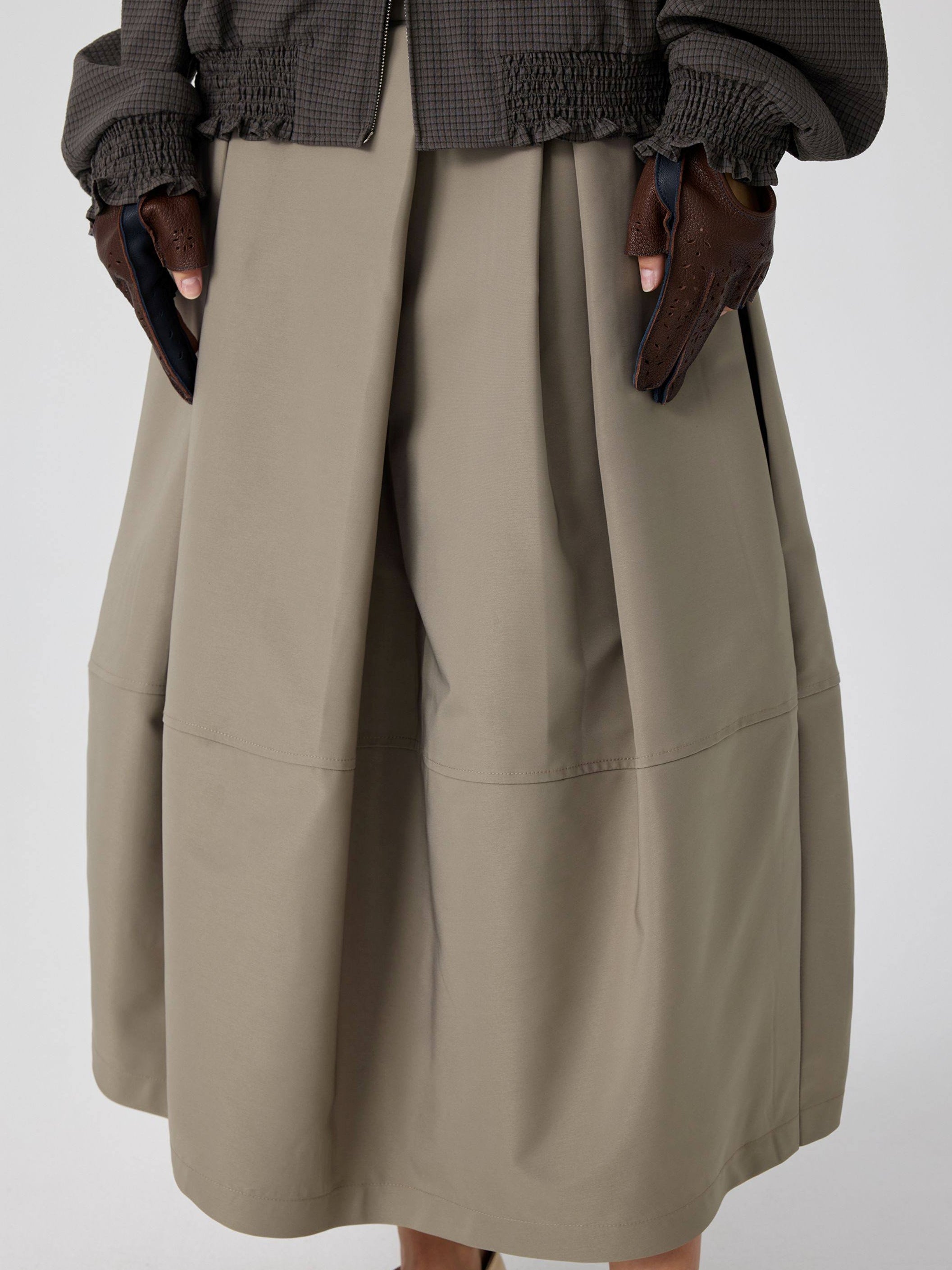 Pleated Bubble Long Skirt_BDHL8168