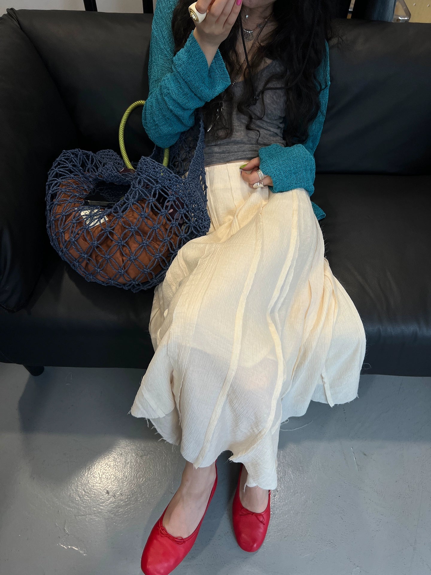Splicing Draped A-Line Skirt_BDHL7542