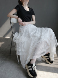 Sweet Long Gauze Skirt_BDHL7269