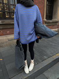 Striped Lazy Retro Knit Tops_BDHL6852