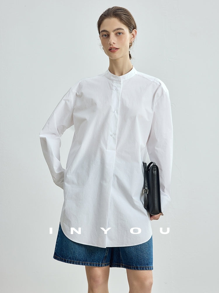 Stand Collar Simple Tops_BDHL7714