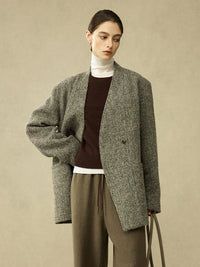 Collarless Classic Tweed Jacket_BDHL6790