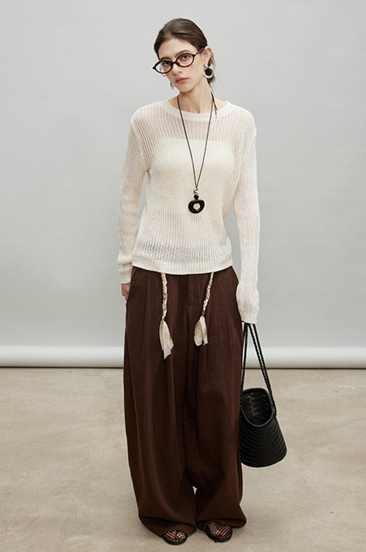 V-Neck Fringe Tops Or Tassel Wide Pants_BDHL7192