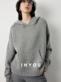 Double-strand yarn hooded sweater_BDHL5291