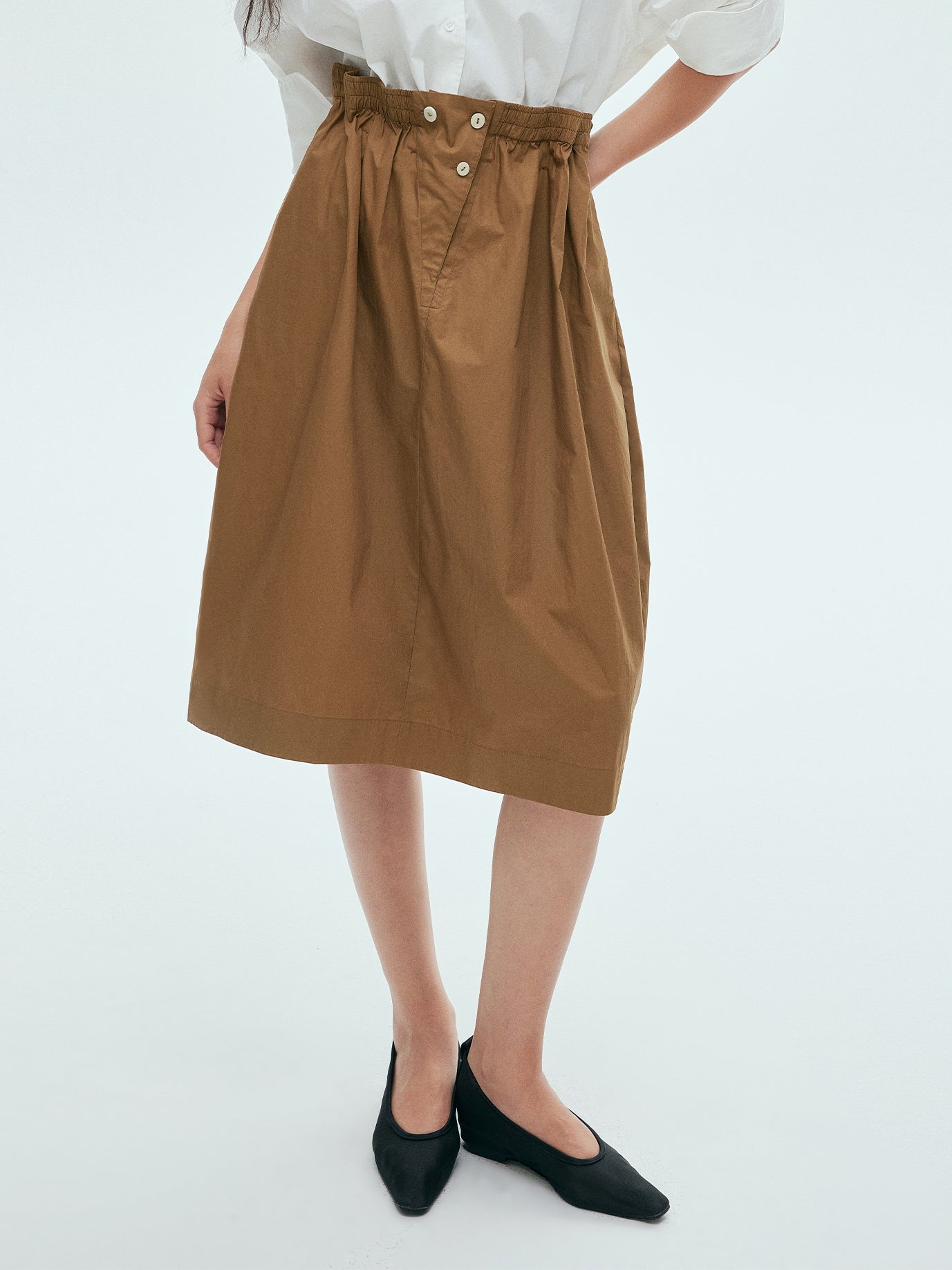 Elastic Waistband Pleated Skirt_BDHL7630
