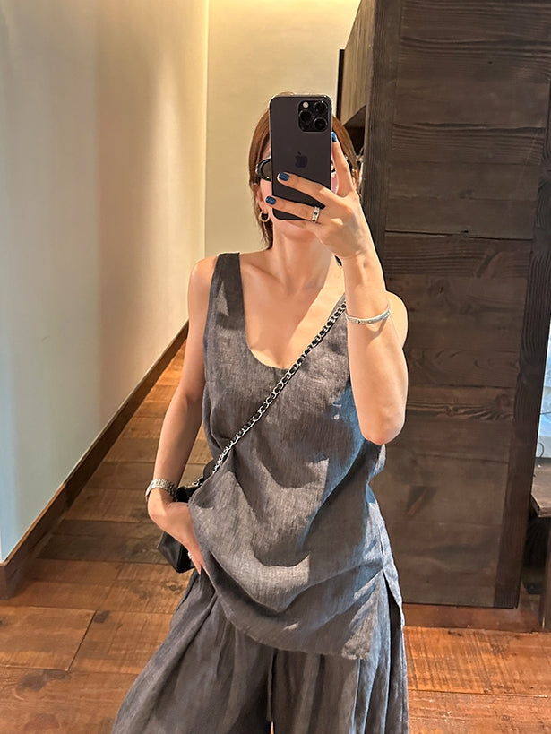 Loose Sleeveless Top Or Pants_BDHL7616