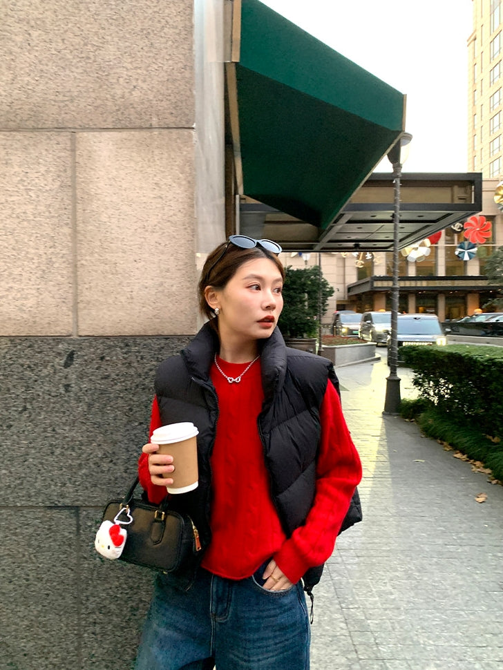 Crew-Neck Cable Knit Tops_BDHL8048