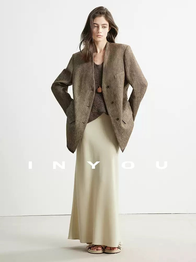 Collarless Suit Jacket_BDHL7132