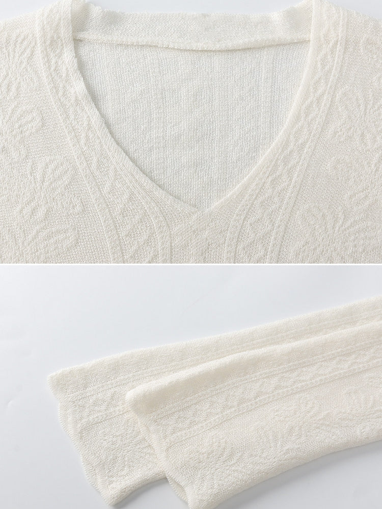 V領蕾絲針織上衣_BDHL8140