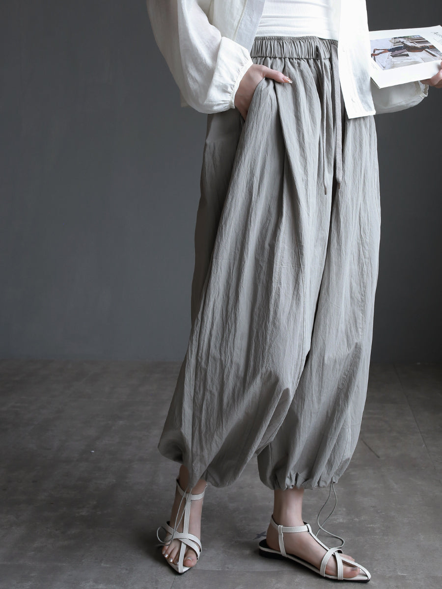 Thin Drawstring Wide Pants_BDHL7580