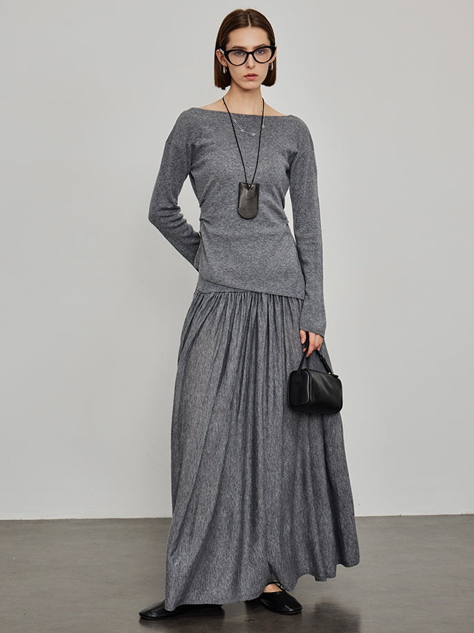 Knitted Slit Tops or Pleated Skirt_BDHL6450