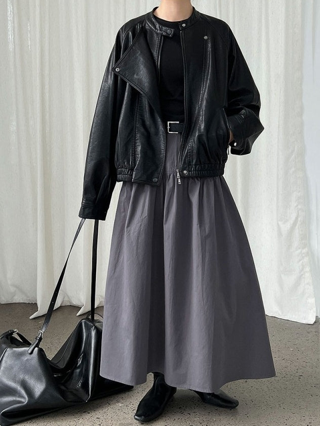 High-Waisted 3D Pleated Skirt_BDHL8043