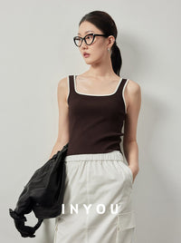 Square Neck Color Blocking Tank Top_BDHL6059