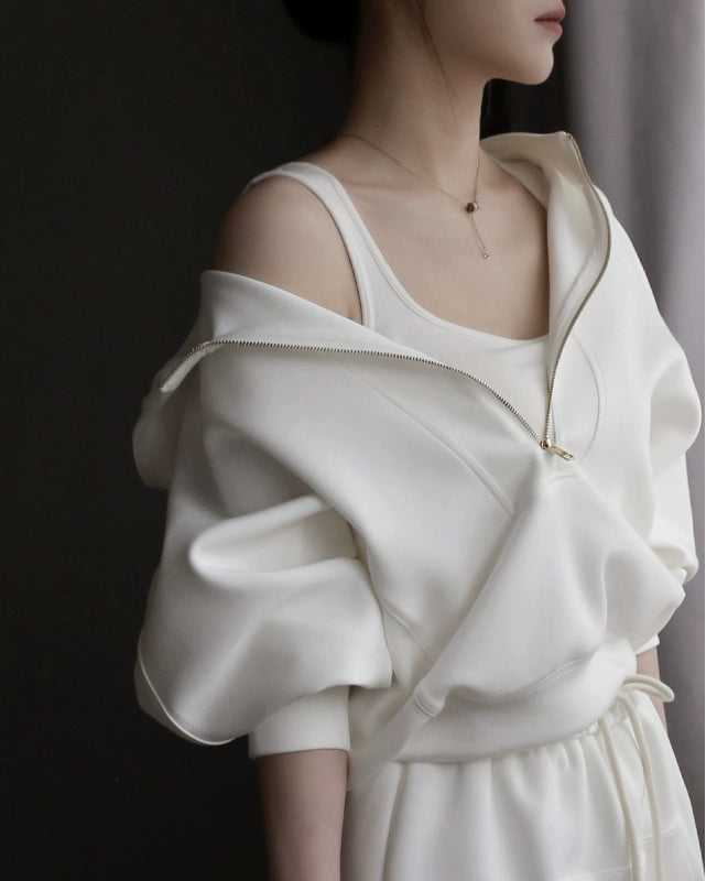 Hooded Sweatshirt Two Piece Tops or Skirt_BDHL7285
