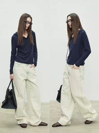 Damaged Drawstring Straight Jeans_BDHL7093