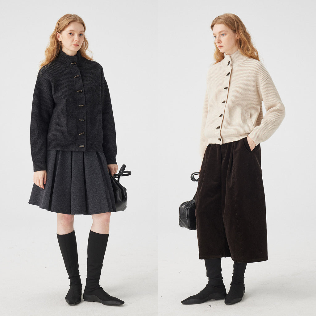 立領羅紋針織開襟衫_BDHL8117