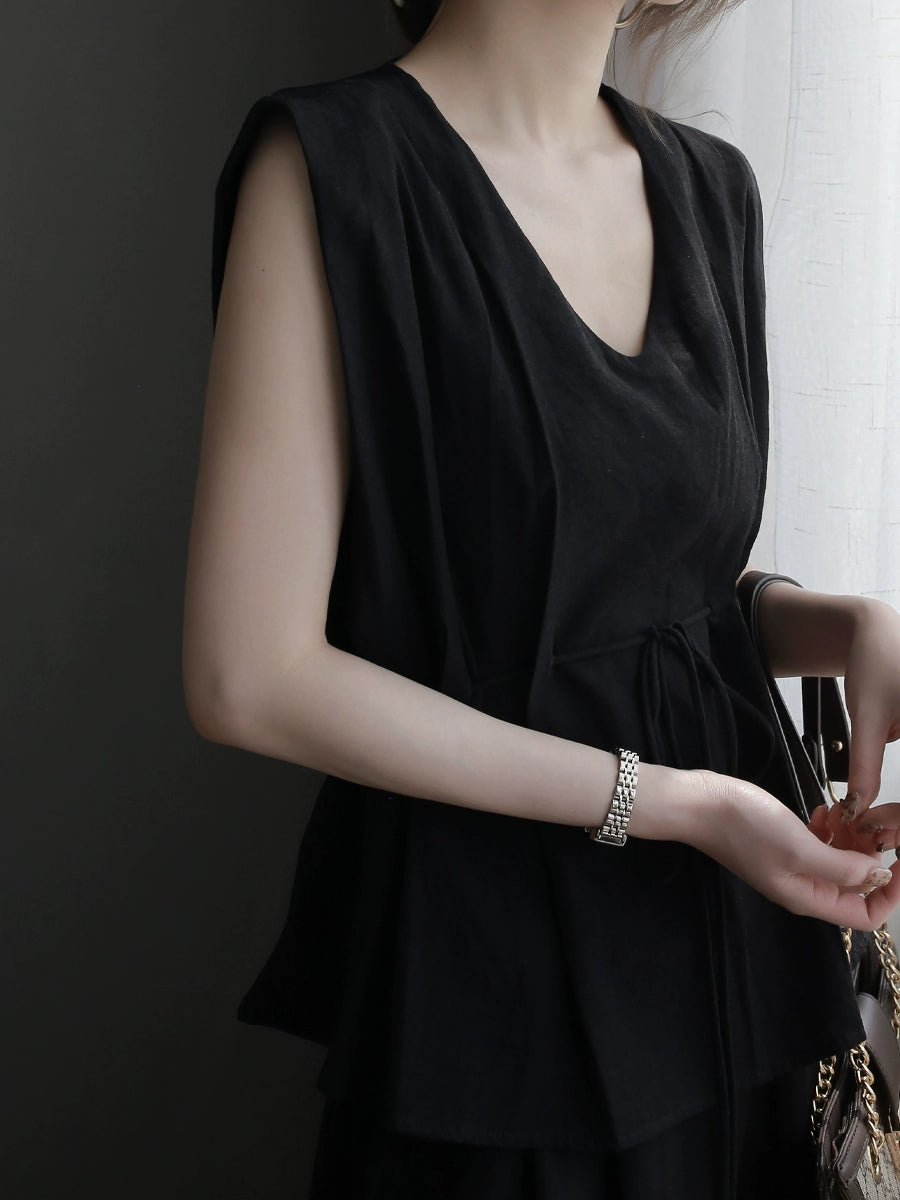 French Style Drawstring Top or Wide-Leg Pants_BDHL7306