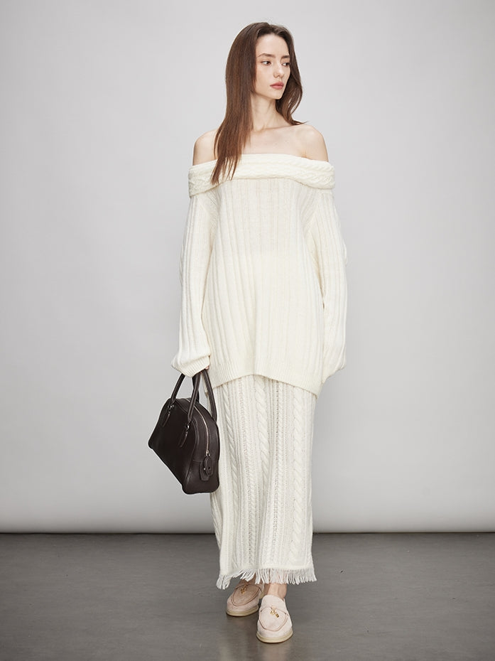 Off-Shoulder Knit Tops Or Knit Waist Skirt_BDHL7992