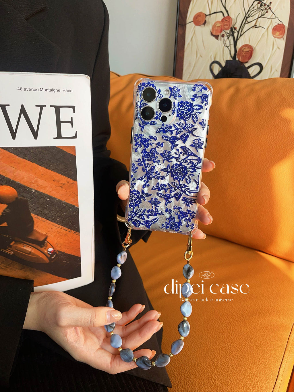 藍白花朵 iPhone 手機殼_BDHL7862