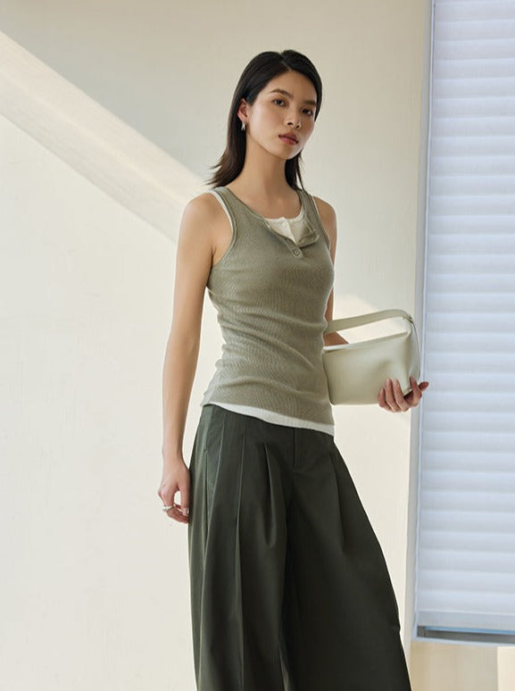 Simple Solid Color Sleeveless Knitwear_BDHL5949