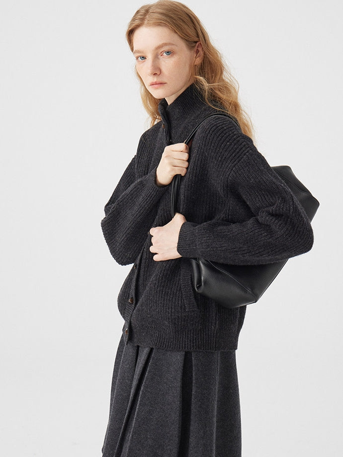 立領羅紋針織開襟衫_BDHL8117