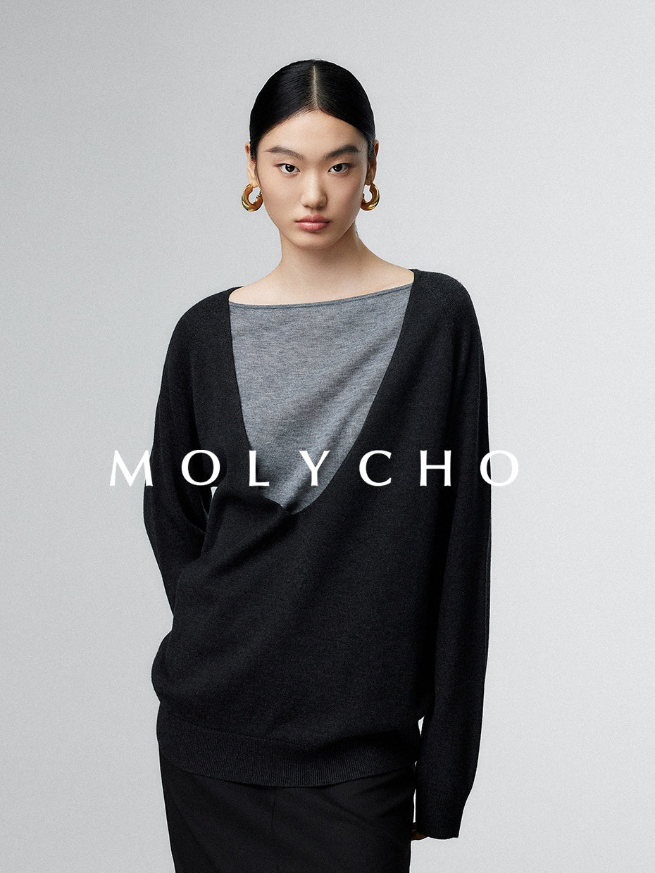 Round Neck Splice Knit_BDHL6518