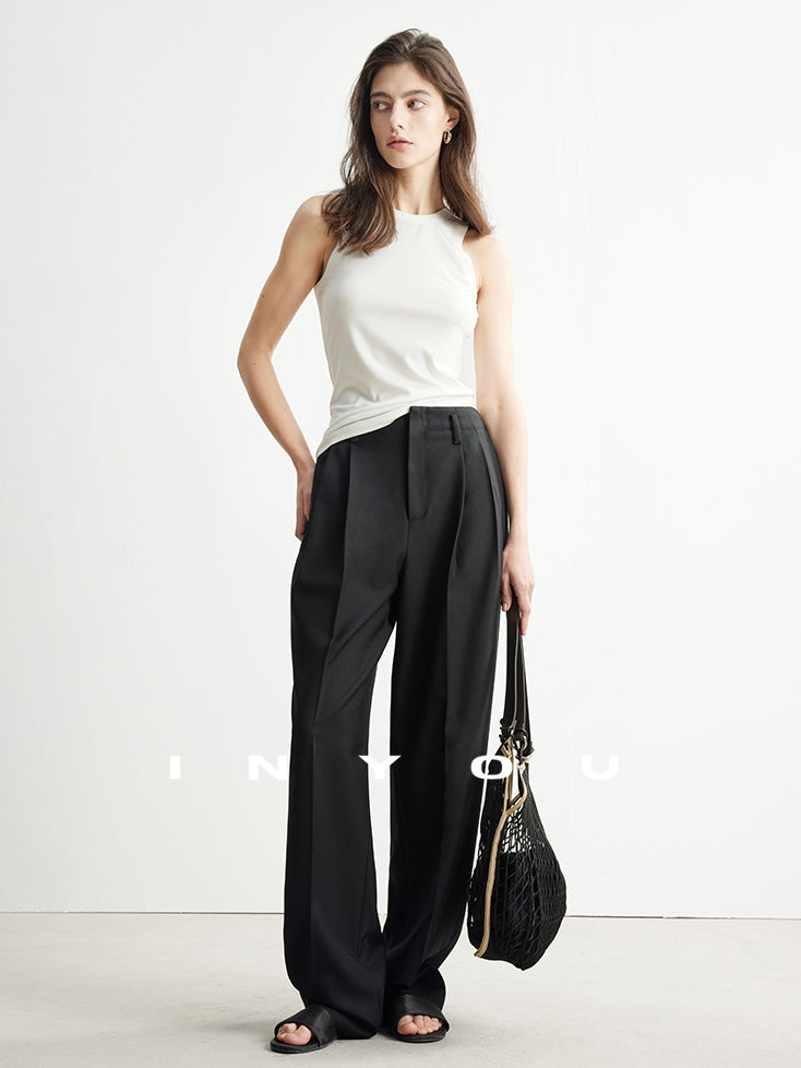 High Waist Tucked Straight Pants_BDHL6952