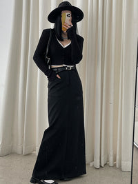 Slim Long Straight Skirt_BDHL6816