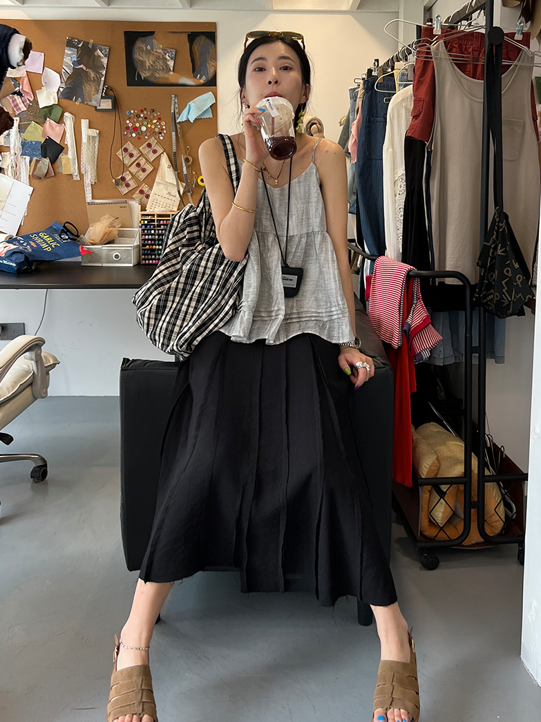 Splicing Draped A-Line Skirt_BDHL7542