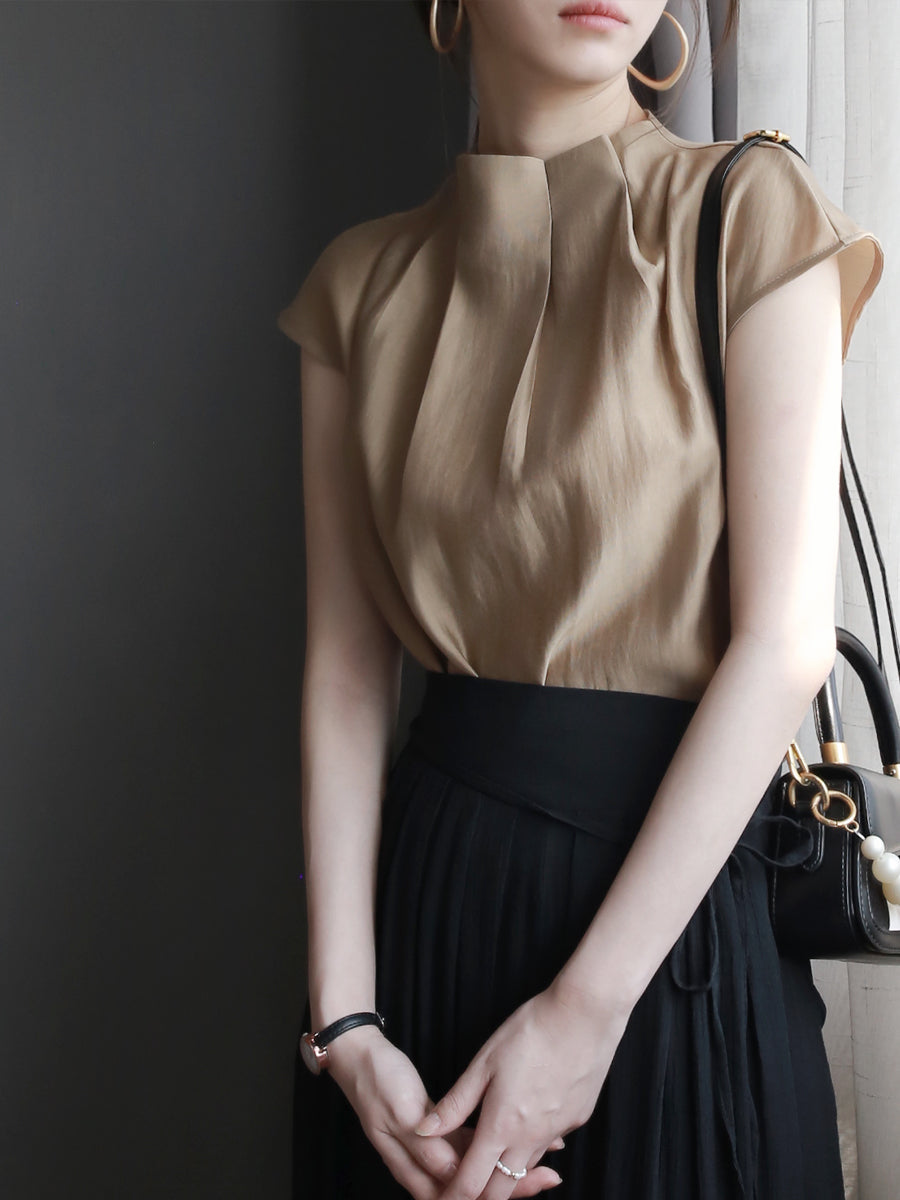 [Only 2 left in stock] 3D Pleated Sleeveless Tops_BDHL6072