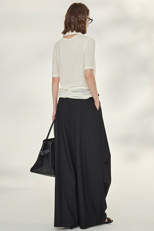 Ribbon-Tie Short-Sleeved Or Long-Sleeved Tops_BDHL7790