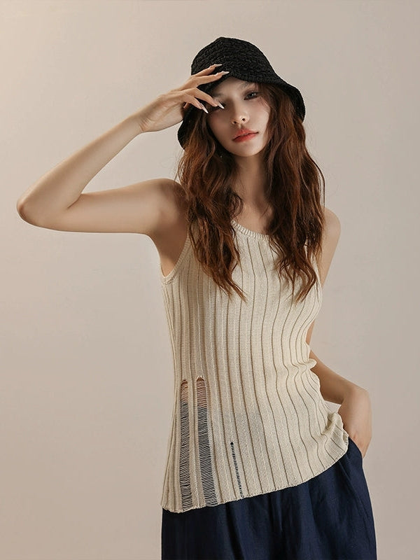 Ribbed Sleeveless Tops_BDHL7522