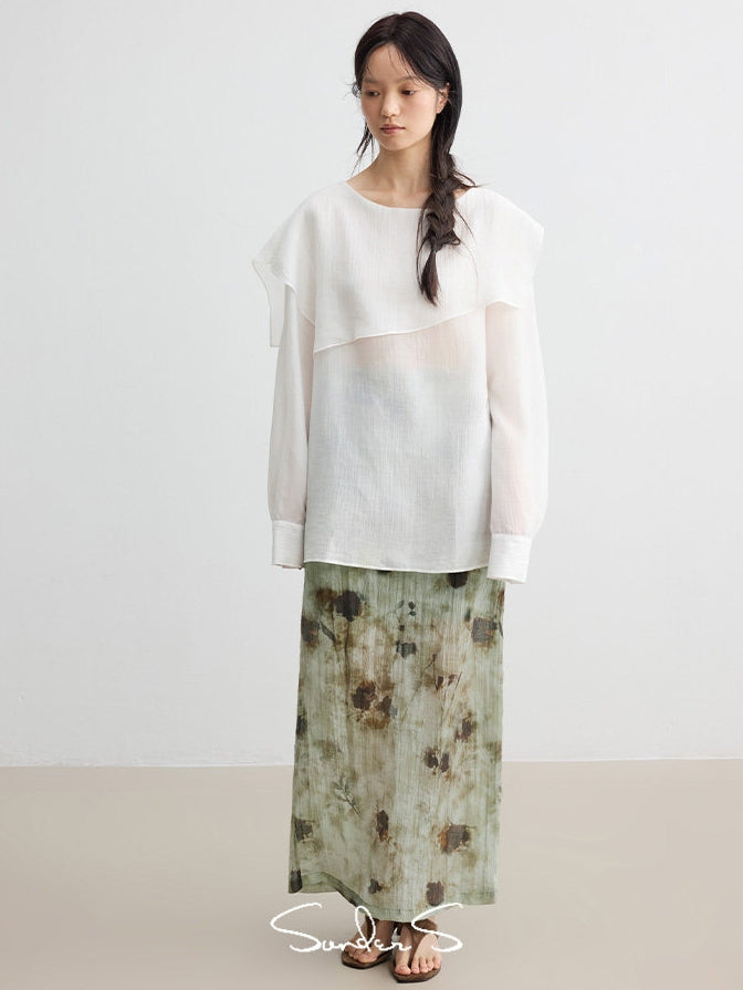 Asymmetrical Loose-Collar Blouse_BDHL8155