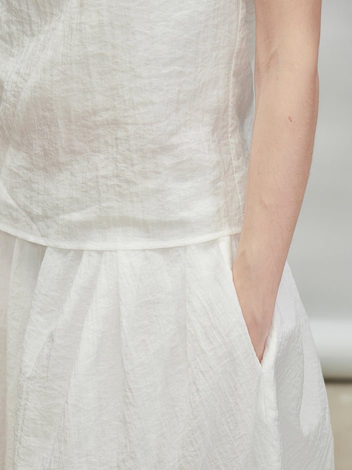 Ribbon Tie Sleeveless Tops Or Bud Skirt_BDHL7331