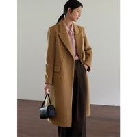 Tweed retro gold buckle mid-length coat_BDHL5364