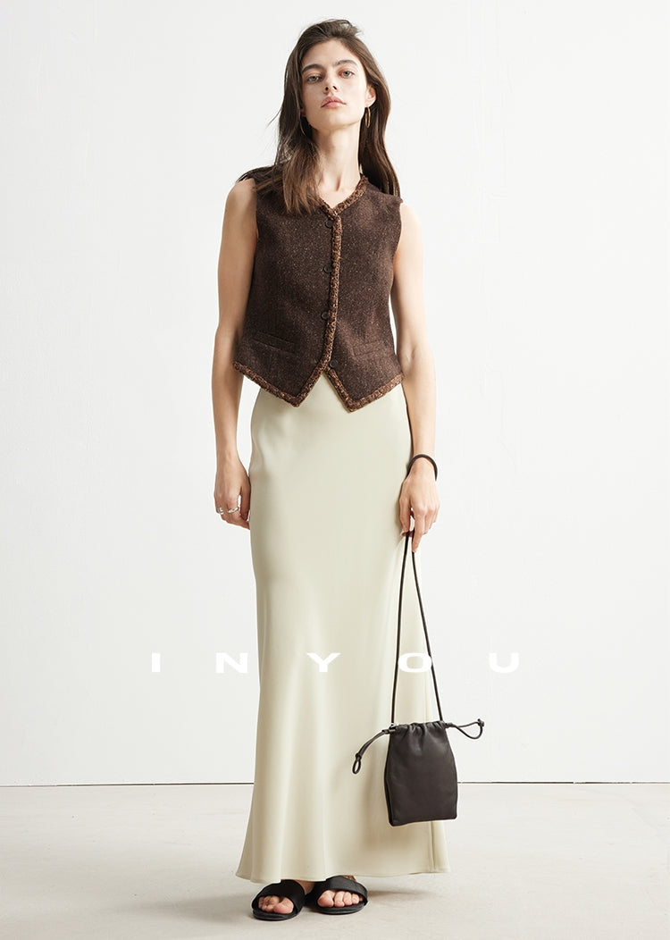 Elegant Weave Tweed Neck Vest_BDHL6956