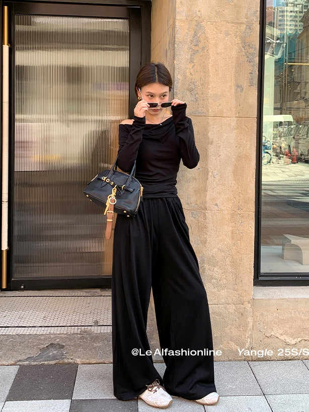 One-Shoulder Long-Sleeved T-Shirt_BDHL7734