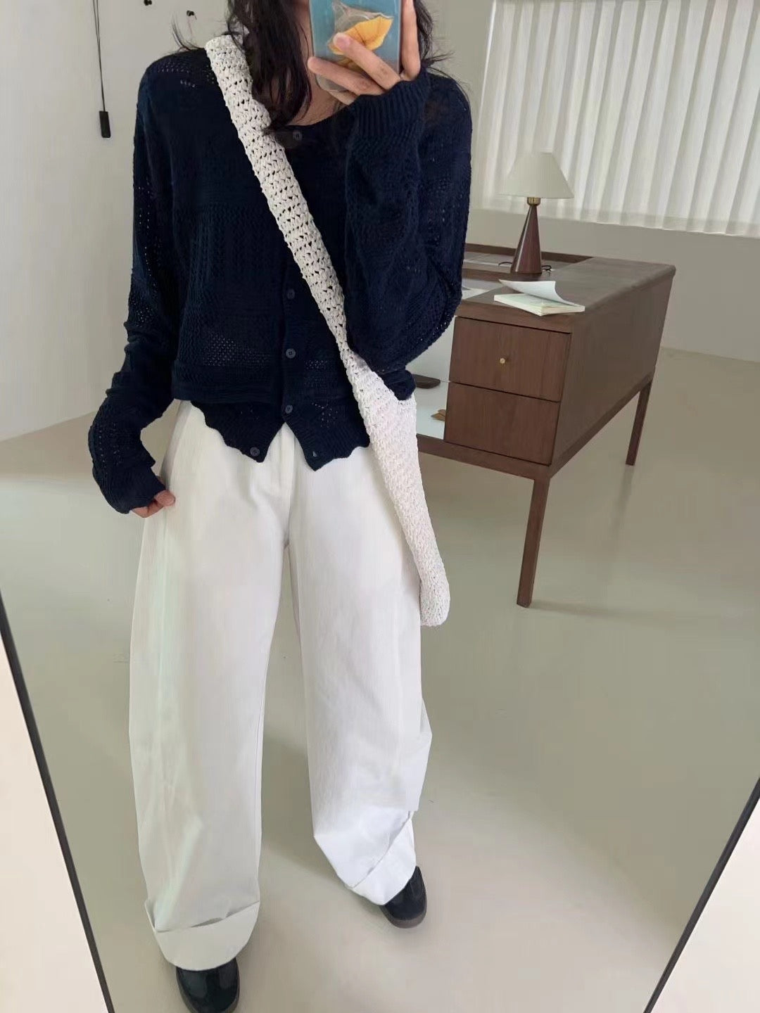 Hollow Knit Short Cardigan_BDHL7741